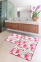 Mijölnir Juego de alfombrillas de baño Vogel rosa, blanco y negro con base antideslizante de 2 piezas